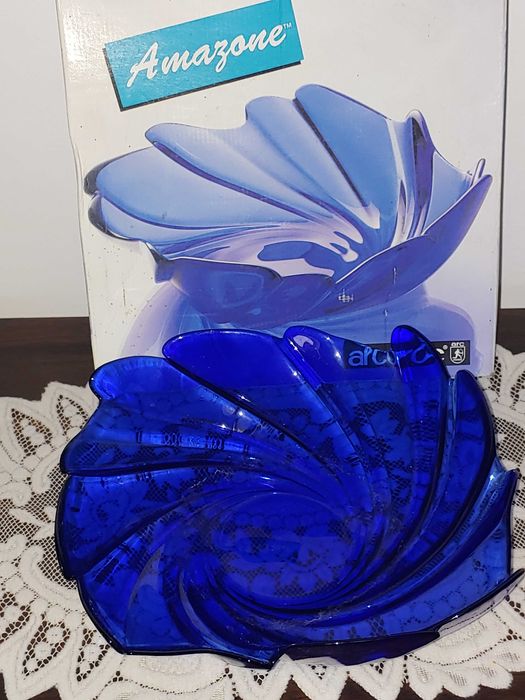 Patera szkło, kolor kobaltowy, oryginalna francuska