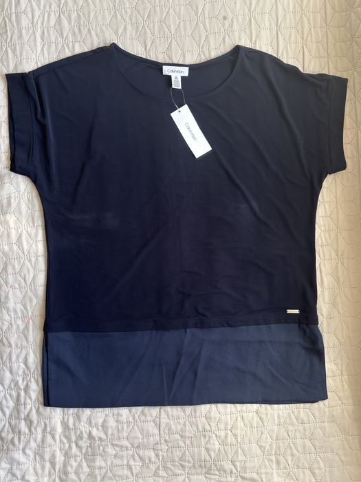 Granatowa sliczna i elegancka bluzka rozm od M-2XL