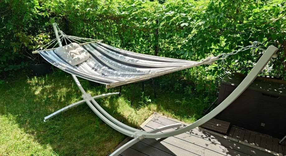 Double Garden Hammock 220×160 cm with Bars – Large Colorful Rope Hammock for 2 People, Max Load 200 kg