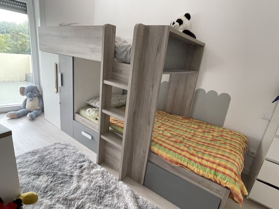 Beliche infantil com arrumação – 2 camas 90x190 cm