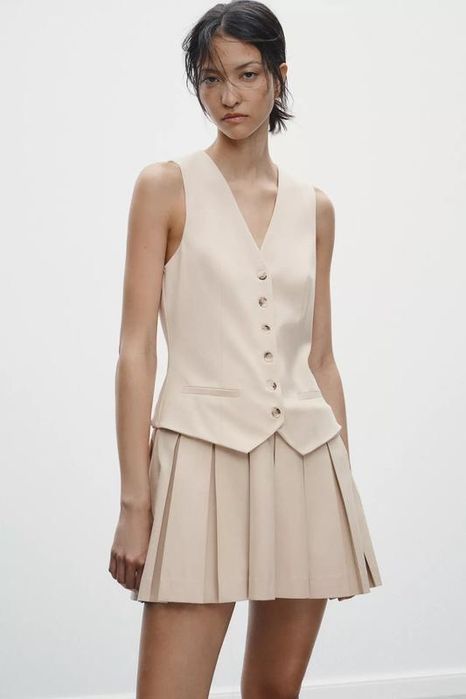 Сукня zara, сукня з жилетом і спідницею zara, сукня з спідницею плісе zara