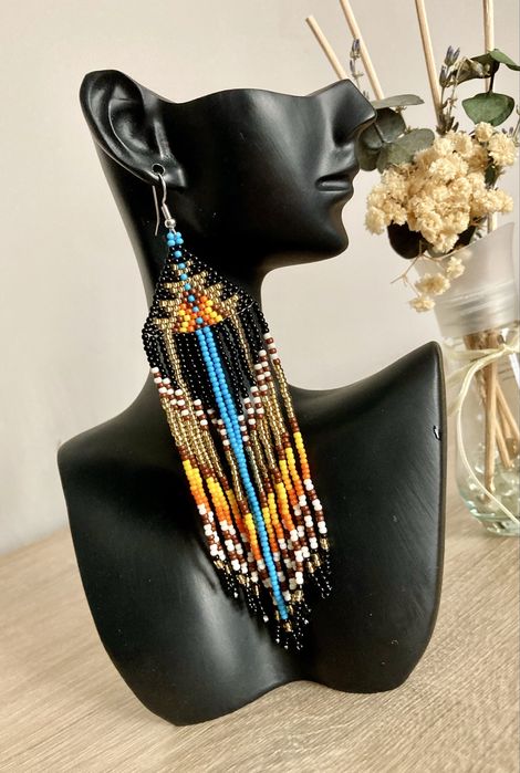 Kolczyki Damskie długie kolorowe boho