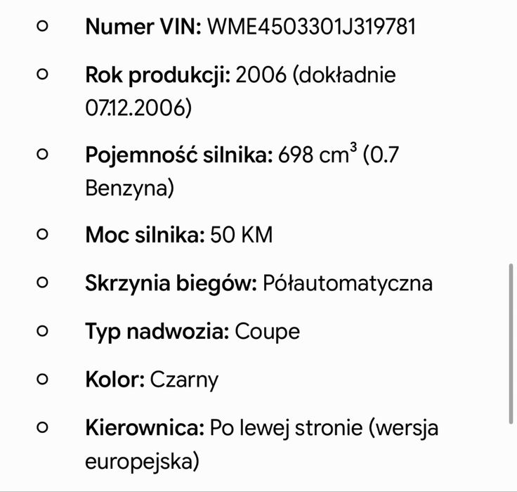 Smart ForTwo z 2006