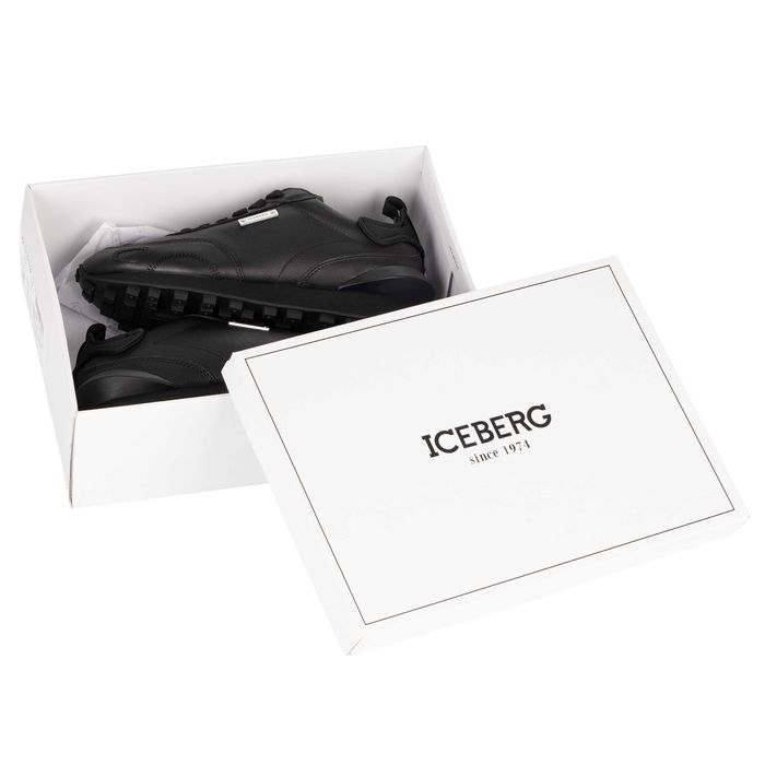 ICEBERG skórzane włoskie sneakersy/buty męskie BLACK