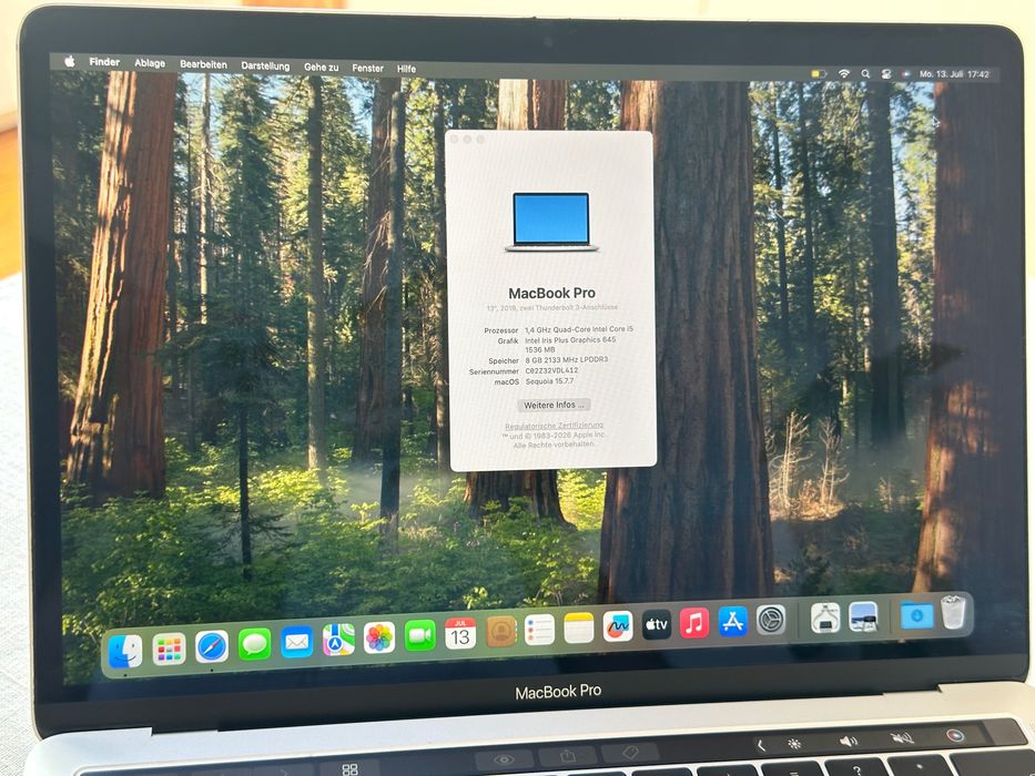 MacBook Pro 2019 13`- 8GB RAM - 256GB SSD - OS Seqoia