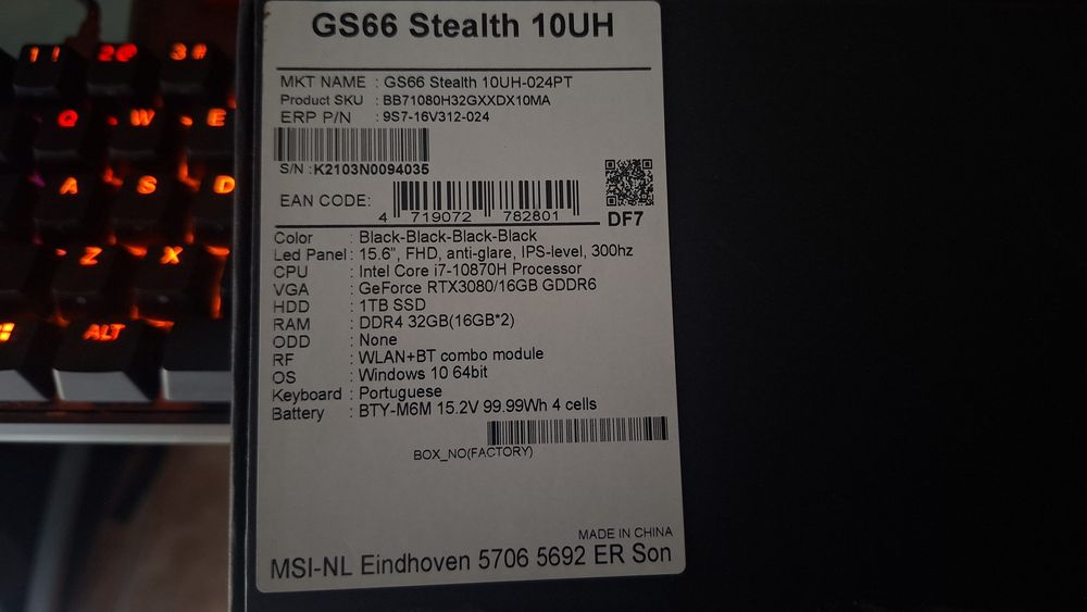 Msi Stealth GS66 RTX 3080 16gb