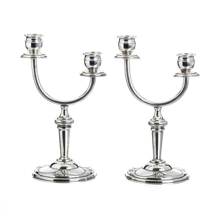 Par de Candelabro de Serpentina em Prata Portuguesa