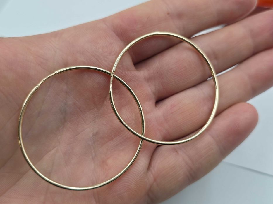 Złote kolczyki klasyczne koła DUŻE średnica 5cm pr.585 |PLUS Lombard