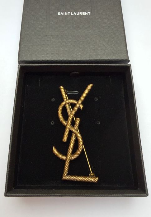 Broszka YSL stare złoto 7 cm
