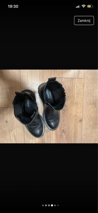 Czarne kozaki 37 sztyblety botki catwalk trapery