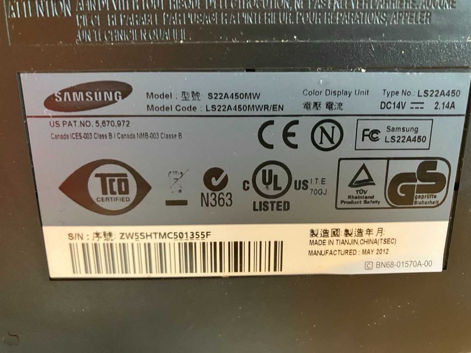 Monitor Samsung SyncMaster SA450 (S22A450MW), 22 cale