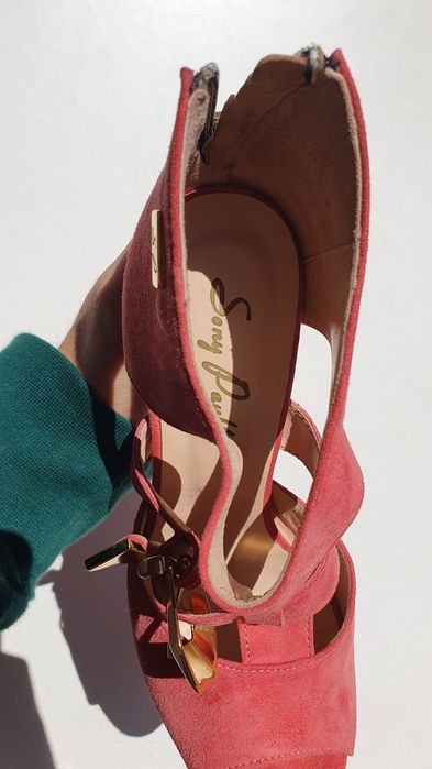 NEW Heel Strap Sandals- Pink High Heel Sandals - Size 37