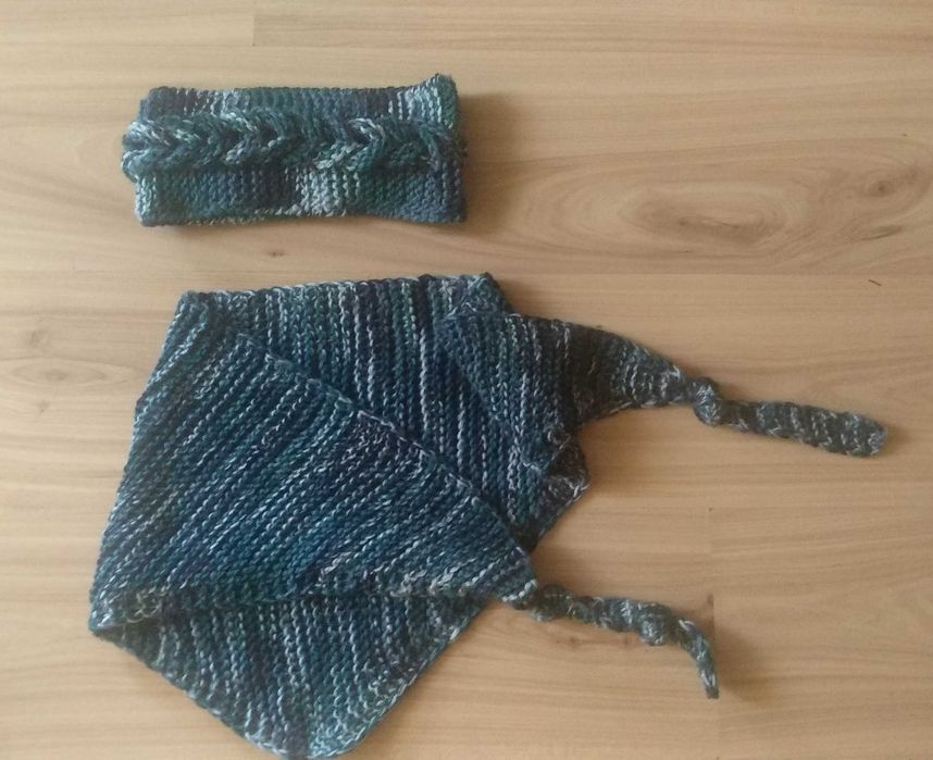 ręcznie robione, zestaw z opaską i szalikiem
