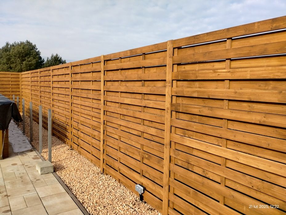 Panel ogrodzeniowy drewniany,  Płot lamelowy, Pergola *Grubość 6,6 cm!