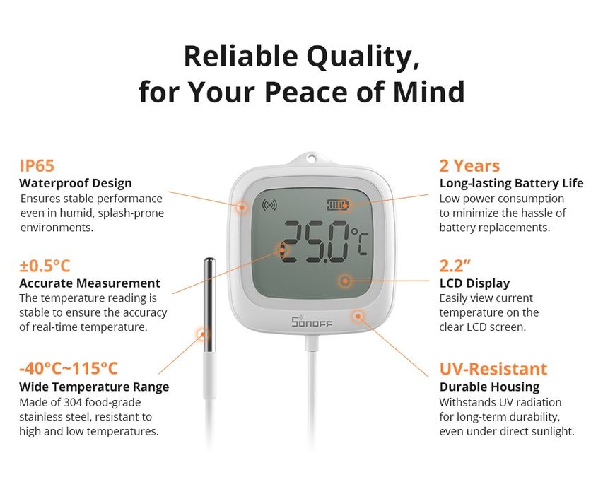 SONOFF SNZB-02D/02LD беспроводной зигби датчик температуры и влажности