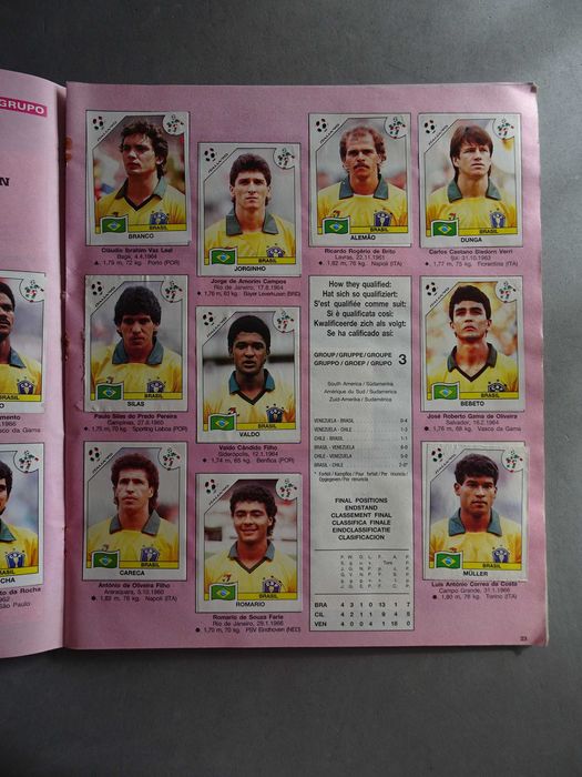 Caderneta de cromos Itália 90 Panini - com 365 cromos