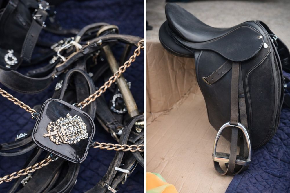 Arreios de cortesia, sela e varios matérias