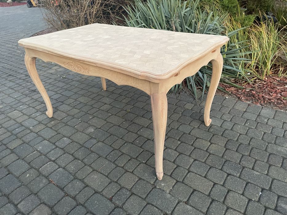 Stół 6 krzeseł w stylu ludwikowskim oczyszczone dąb stan surowy