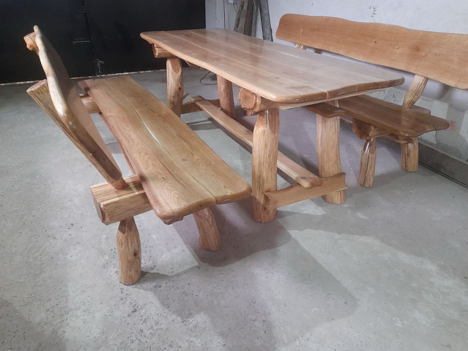 Дубовий стільз лавками(ручна робота)