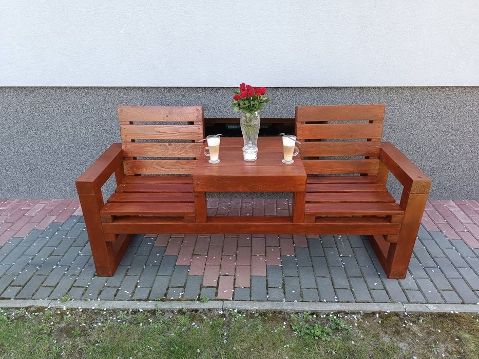 Ławeczka dwuosobowa ogrodowa ze stolikiem