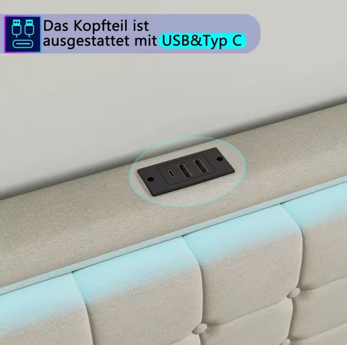 Cama com led e USB 140x190 (Nova) colchão não incluido