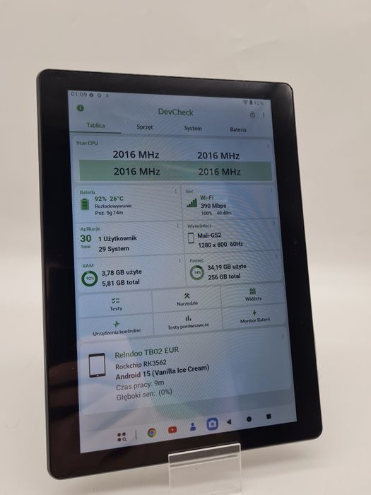 Tablet 10,1 cala Android 15 RAM 6GB ROM 256GB Klawiatura Etui