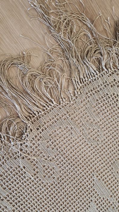 Obrus brązowo złoty lśniący ręcznie robiony 120cm×140cm