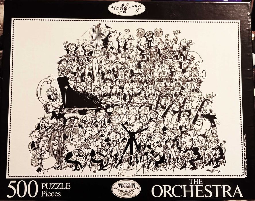 puzzle 500 - orkiestra na wesoło, rysowana kreską, czarno-białe
