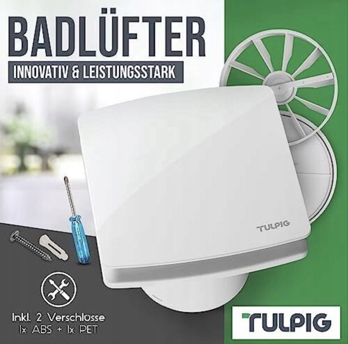 Wentylator łazienkowy Tulpig 100mm czujnik wilgotności timer ABS PET