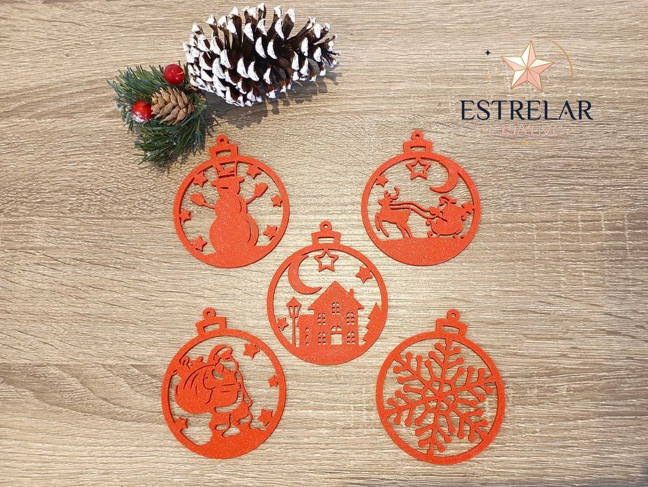 Kit com 5 Enfeites de Natal