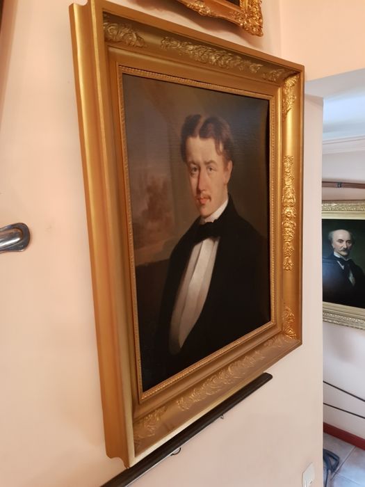 XIX w Bardzo Duży Portret Hrabiego Olej na Płótnie Śliczny !!!