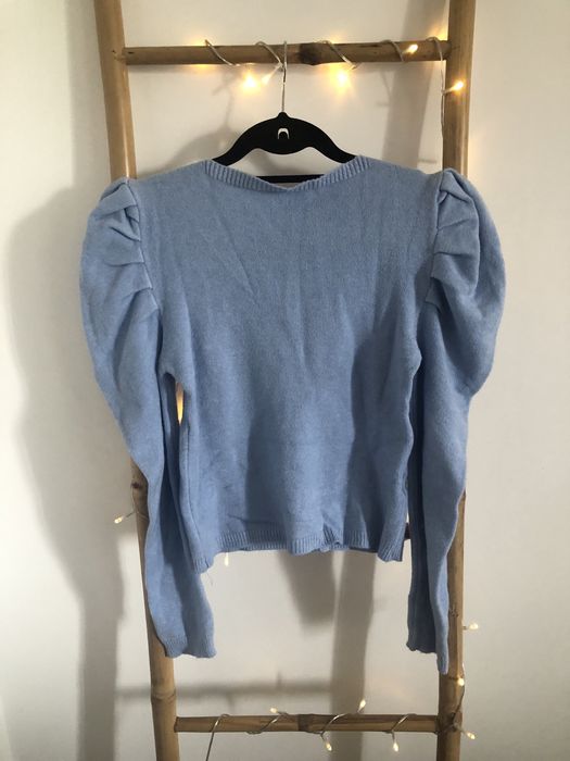 Camisola azul bebe com mangas a boneca