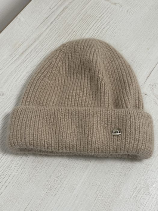 Ангорова жіноча шапка зимова бежева