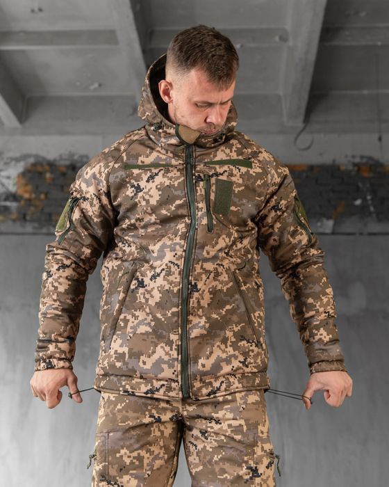 Піксельний зимовий костюм утеплений форма зсу штани та бушлат камуфляж