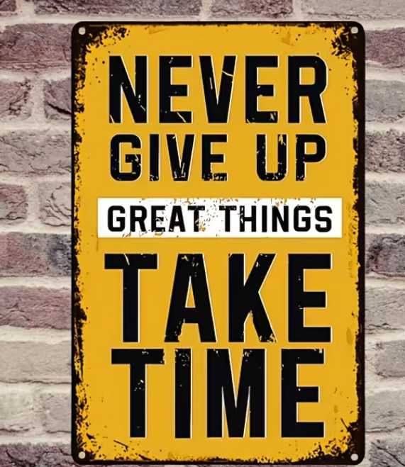 Nowa tabliczka never give up