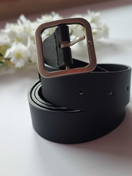 Czarny pasek do spodni sukienki damski skóra ekologiczna