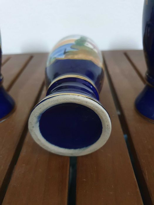 Copos de ceramica azul antigo vintage