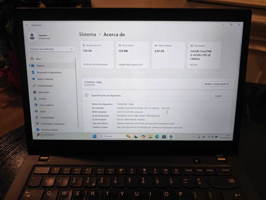 Lenovo ThinkPad T480s – Portátil Profissional, Impecável
