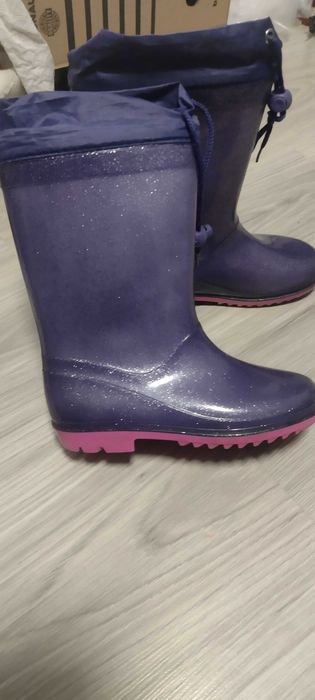 Kalosze dziewczęce brokatowe ze ściągaczem 30
