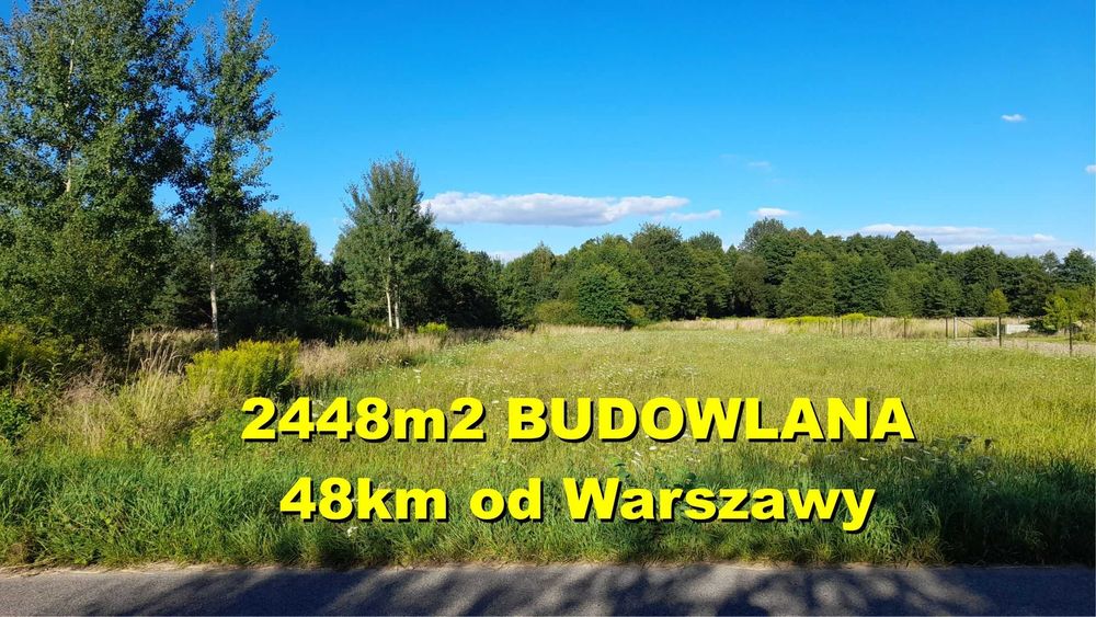 2500m2 BUDOWLANA, piękne miejsce, LASY, 69km od centr. Wwy