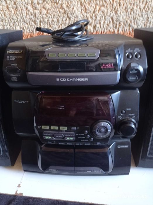 Wieża Panasonic 5 CD kolumny Saba drewno