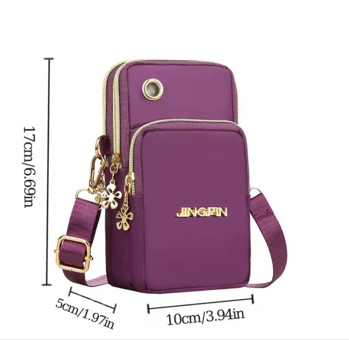 Bolsa feminina impermeável e prática para telemóvel e carteira