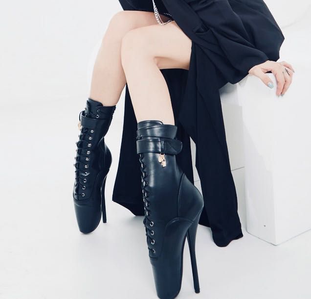 Czarne wysokie botki baleriny szpilki 20 cm ballet boots pole dance