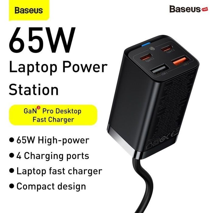 Зарядное Baseus 65W GaN3 Pro зарядка кабель Type C Apple MacBook air M
