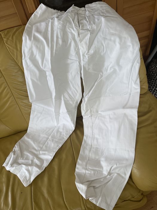 Nowe wielkie XXL robocze spodnie biale niemiecka produkcja