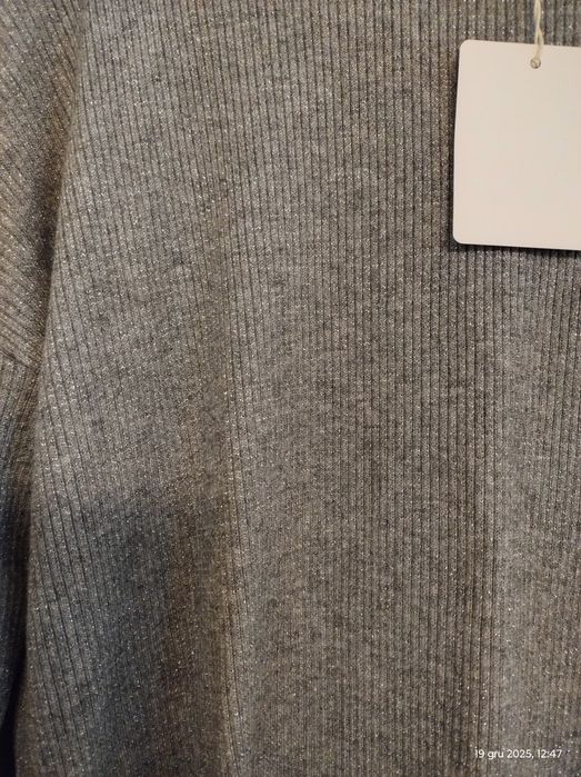 Sweter szary srebrna nitka panterka nowy r 40/42/44 okazja