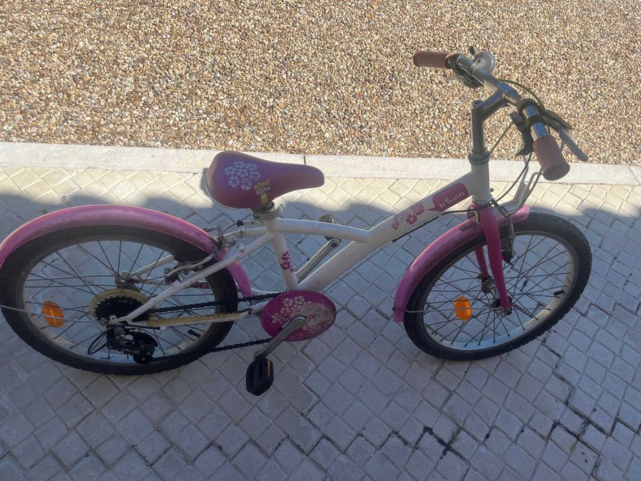 Bicicleta, roda 20, completa, com cesto removível, mudanças, descanço.