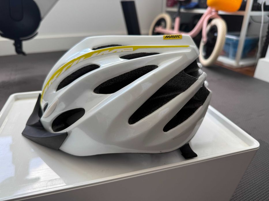 Capacete Mavic Aksium (Branco/Amarelo) - Tamanho S 51-56cm - Usado, bom estado