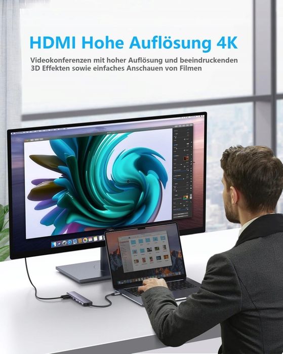 Adapter  HD stacja dokująca 7 w 1 USB C 100W HUB