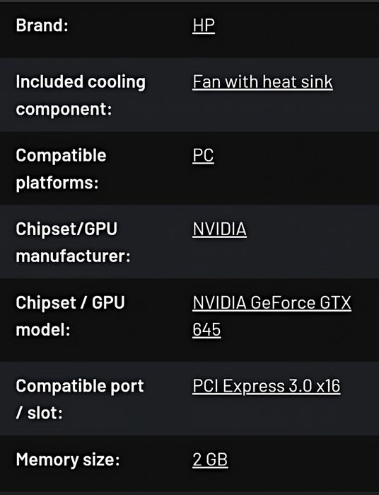 NVIDIA GTX 645 2gb vram
